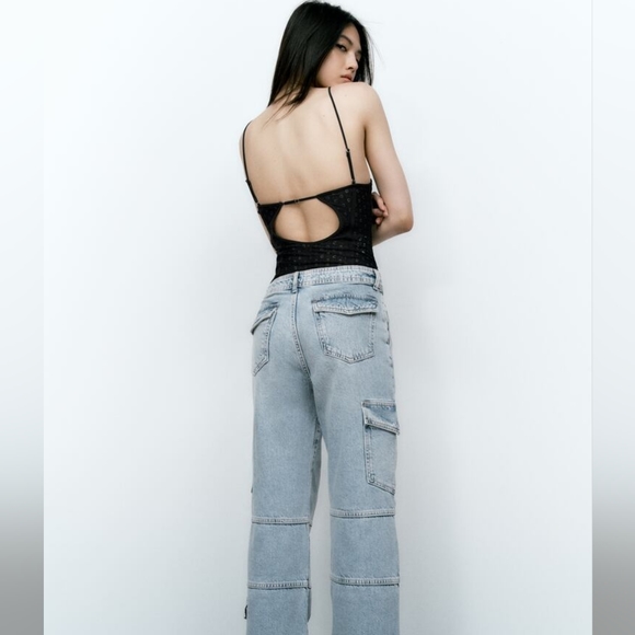 🌞Zara Lace Bodysuit Corset Cut Out Openwork Embroidery NWOT M - Picture 7 of 16